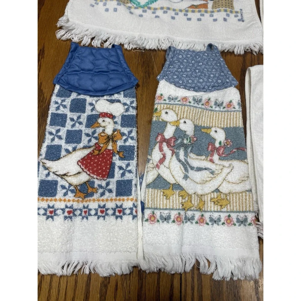 Vintage Goose Dish Towels Lot Cottagecore Grandma Core Country 90s Kitchen